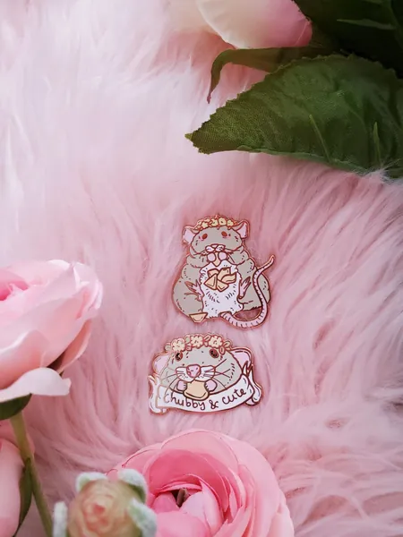 Chubby Rat Spring Trash Animals Hard Enamel Pin Gold Metal