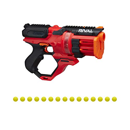 NERF Rival Roundhouse XX-1500 Red Blaster - Clear Rotating Chamber Loads Rounds into Barrel - 5 Integrated Magazines, 15 Rival Rounds - Frustration-Free Packaging