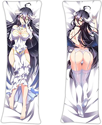 ERDONE Pillow Case Anime Overlord Albedo Throw Pillow Cover Bedding Body Double-Sided Hug Cosplay Cushion Otaku (2 Way,54in x 20in)