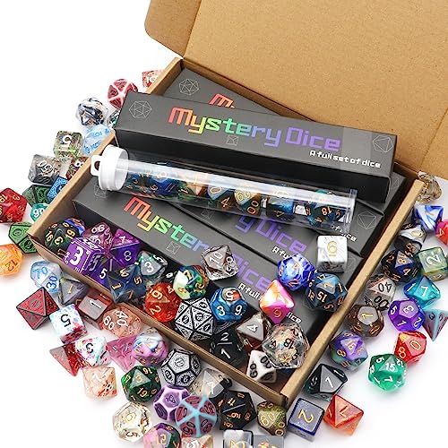 Haxtec Mystery DND Dice Set Bulk 5 Sets Random Polyhedral Dice Set for D&D Dungeons and Dragons Pathfinder RPG DND Gifts - Mystery Dice 5 Sets