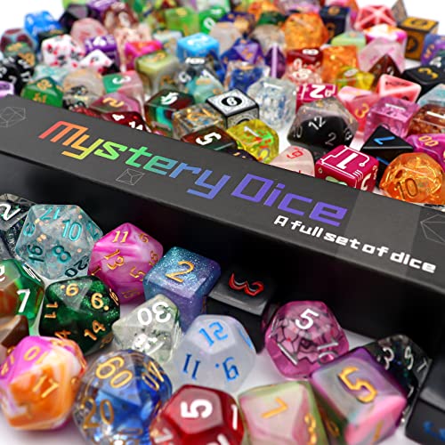 Haxtec Mystery DND Dice Set Random Style 7PC Polyhederal Dice Set with Dice Display Case Dungeons and Dragons Dice Blind Box DND Gifts - Mystery Dice