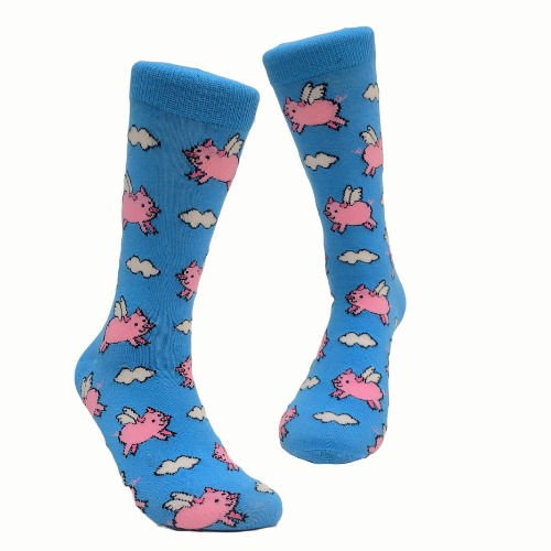 Flying Pigs Socks (Adult Large) - Blue / Large