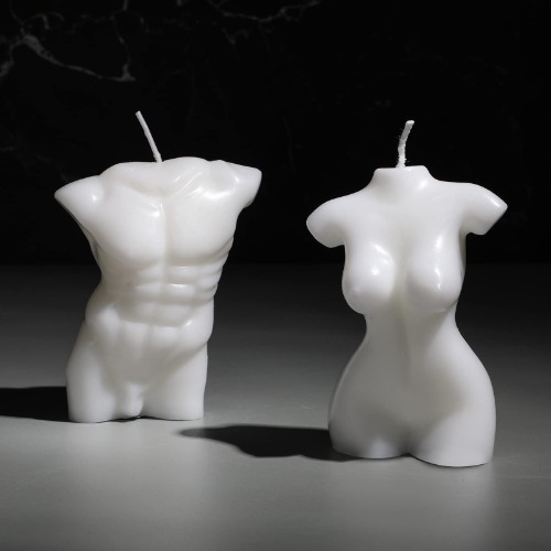 2 Pieces Body Shaped Candle Female Body Candle Men Torso Candle Soy Wax Scented Candle Hand Poured Scented Candle Male Body Candle Decorative Candle for Bedroom Bathroom Wedding
