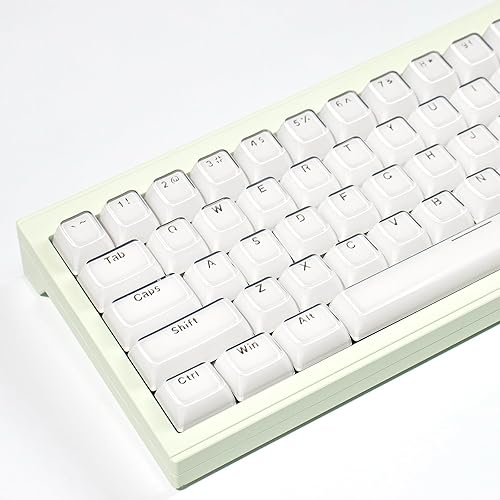 Crystal Jelly Keycaps, White Custom Translucent Keycaps 136 Keys, OEM Profile Keycap, Cute Shine Through Keyboard Keycaps for 61/68/84/87/98/100 Cherry MX Keyboard Mechanical, White - White