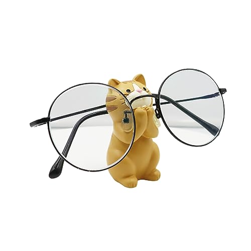 Pamayaneen Cute Cat Glasses Sunglasses Holder Stand for Desk Eyeglasses Display Stand Animal Decoration Glasses Accessories - Brown-glasses stand