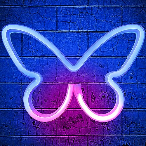 YATOSEEN Butterfly Neon Light Sign, USB or 3 AA Battery Powered Neon Sign, LED Light Art Wall Decoration for Bedroom,Room, Wall Decor Bar Party Christmas Birthday - Butterfly
