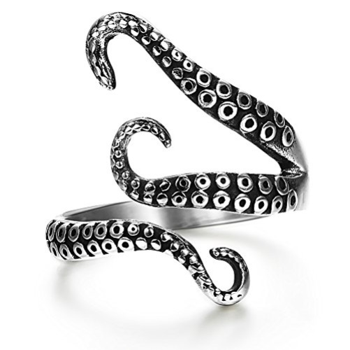 FIBO STEEL Stainless Steel Octopus Shape Rings for Men Women Vintage Rings,Size 7-13 - 10