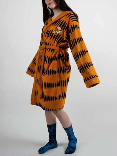 Striped Embroidered Hooded Robe | XXL