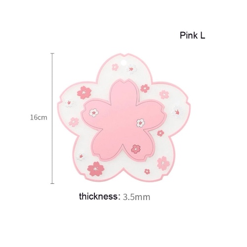 Kawaii Sakura Coffee Coaster - Silicone/Pink/White - Pink L
