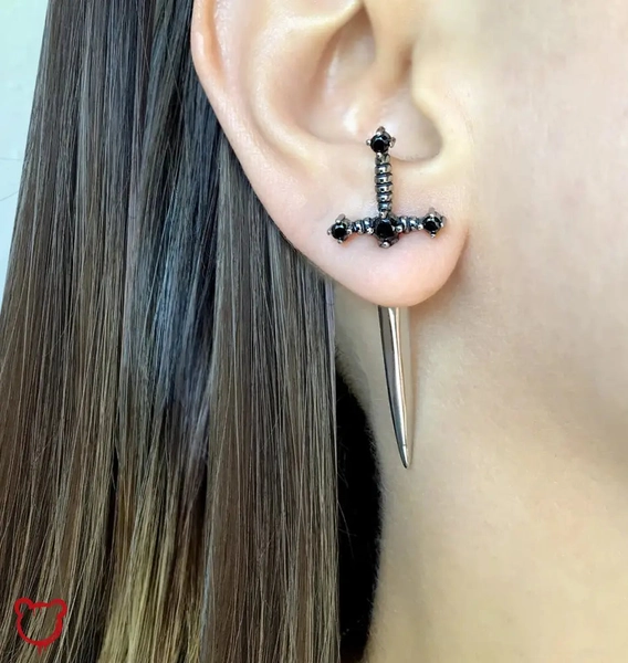 Metal dagger earrings