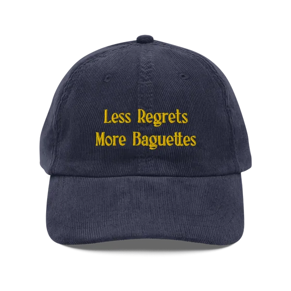 Less Regrets, More Baguettes Embroidered Hat - Navy