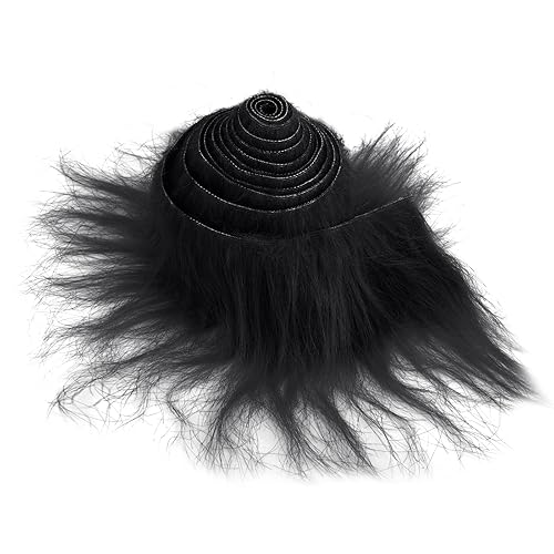 Lusofie Shaggy Plush Faux Fur Fabric Precut Strips 2x71inch Black Fur Fluffy Fuzzy Craft Fur for Gnomes Beard Santa Claus Hair Dwarf Cosplay Costume DIY Craft Decoration (Black) - Black