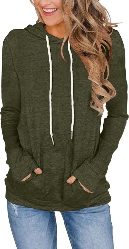 Long Sleeve Hoodie- Army Green Large