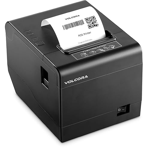 Volcora Thermal Receipt Printer, 80mm POS Printer w/Auto Cutter, USB/WiFi Interface for Windows/MAC/Linux, ESC/POS Command Support Cash Drawer, High Speed Kitchen Printer, Wall Mount (Black) - Black - USB + WiFi