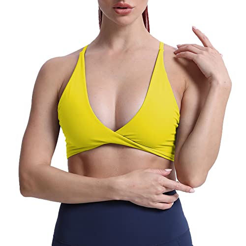 Aoxjox Womens Workout Sports Bras Fitness Backless Padded Sienna Low Impact  Bra Yoga Crop Tank Top