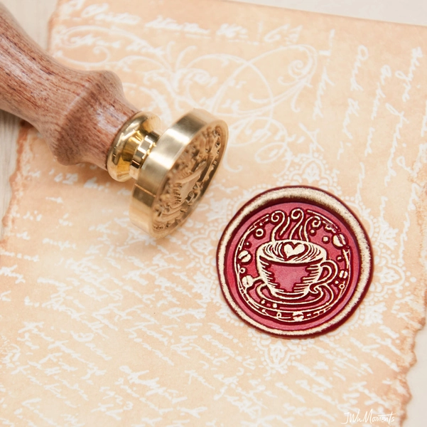Cappuccino Coffee Wax Seal Stamp, Original Design Sealing Wax Stamp, Junk Journal