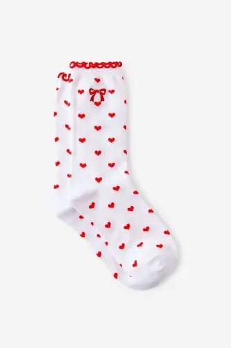 White Heart Socks