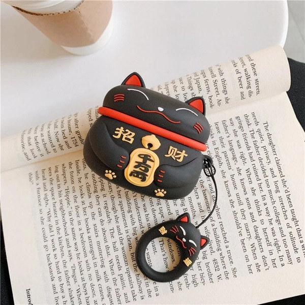 Lucky Cat AirPods Pro Case - Charcoal