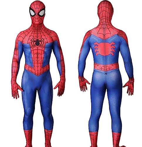 lixrysod Spider Costume Halloween Superhero Bodysuit High Elasticity Breathable Spandex Fabric Adult/Kids Suit - Adult- M