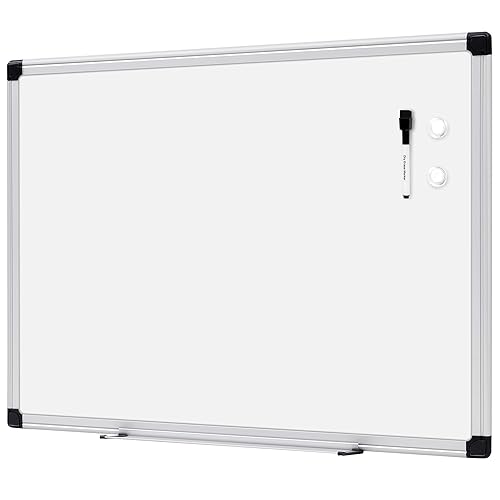 Amazon Basics Magnetic Dry Erase Whiteboard, 24 x 18-Inch, Aluminium Frame, Silver/White - Silver/White - 24"W x 18"H