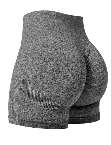 YEOREO Professional Women Workout Shorts 3.6" Scrunch Shorts Seamless High Waisted Contour Gym Yoga Biker Shorts - Small - Dark Gray