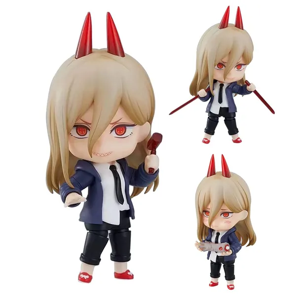 Chainsaw Man Figure - Q Version Anime Action Figure Power Figure Statue Model Interchangeable Face Movable Clay Figurine Toys - Desktop Decoration Collectable Supplies