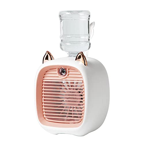 BBASILIYSD 1PCS Little Fox Spray Cooling Fan, Portable Cute Fox Mini Fan Table Fan, USB Charging Small Fan Water Cooled Fan, Rechargeable Small Desk Cooler Fan - One Size - Pink