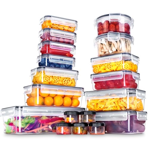 KAGUYA 36 PCS Plastic Food Storage Containers with Lids, 1.4 Oz - 85 Oz, 100% BPA Free, Leak-Proof Kitchen Storage Containers for Pantry Organizers and Storage - Microwave and Freezer Safe - Transparent-313oz