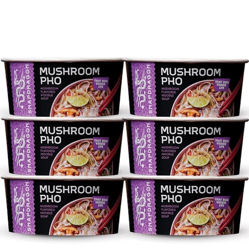 Snapdragon Vietnamese Mushroom Pho Instant Noodle Bowls | Mushroom Flavor Broth with Rice Noodles | Gluten Free | No Artificial Flavors | No MSG Added | 2.1 oz (6 Pack) - Mushroom