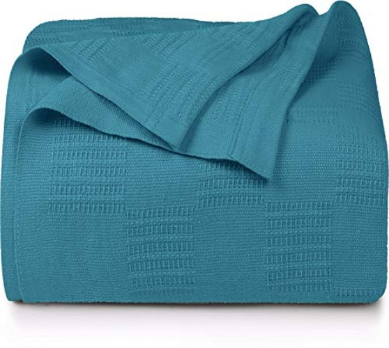 Utopia Bedding 100% Cotton Blanket (Full Size - 90x84 Inches) 350GSM Lightweight Thermal Blanket, Soft Breathable Blanket for All Seasons (Teal) - Teal - Full