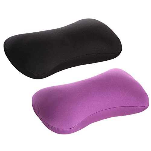 2 Pack Microbead Neck Pillow Squishy, Bone Headrest Pillow Neck & Cervical Support Bolster Cushion Comfortable Soft Universal Tube Pillow for Home Sofa Bed Travel Car Sleeping (Black + Purple) - Black + Purple