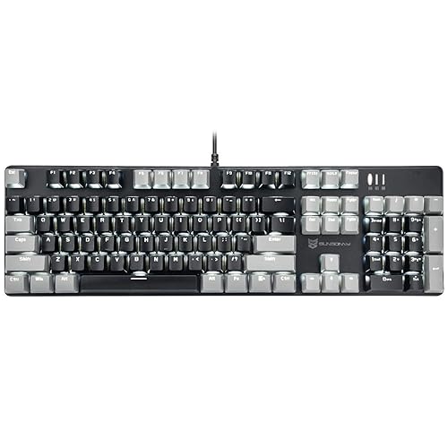 Mecool Mechanical Gaming Keyboard Wired White Backlit Keyboard Brown Switches Full Size 104 Keys US Layout-Gray and Black - Brown Switch Gray & Black