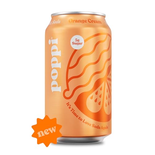 POPPI Sparkling Prebiotic Soda, Beverages w/Apple Cider Vinegar, Seltzer Water & Fruit Juice, Orange Cream, 12oz (12 Pack) - Orange Cream - 12 Fl Oz (Pack of 12)