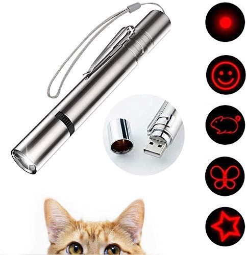 VOVIGGOL 7 i 1 kattleksaker med LED-ljuspekare, interaktiva kattleksaker för katt och hund för inomhus- och utomhuslek, kattleksaker på pinne med ljus, USB-uppladdningsbara.