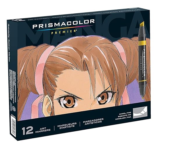 Prismacolor Premier Double-Ended Art Markers, Fine And Chisel Tip, Manga Colors, Adult Coloring, 12 Pack - Manga