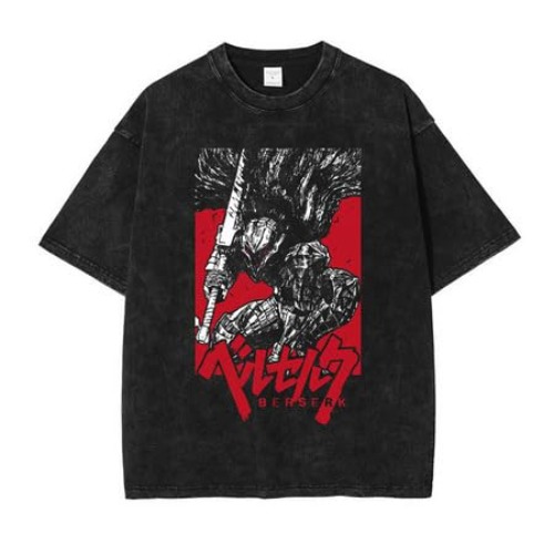 Y2K Tops Men's 90s Vintage Berserk Anime Graphic Shirts Summer Casual Tee Streetwear Harajuku Top Tshirt 