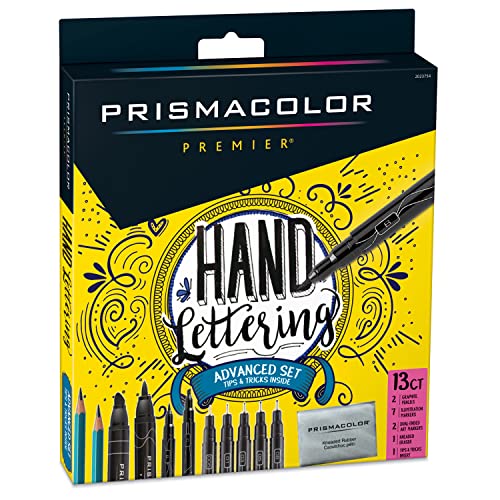 Prismacolor Premier Advanced Hand Lettering Set With Illustration Markers, Art Pens, Pencils, Eraser And Tips Pamphlet, Adult Coloring, 13 Count - Advanced