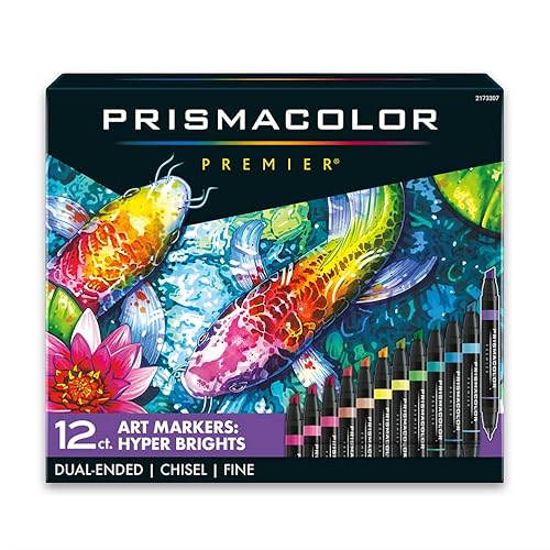 Prismacolor Premier Dual-Ended Art Markers, Chisel & Fine Tip, Hyper Bright Colors, Perfect For Bible Study & Adult Coloring, 12 Count - Hyper Brights