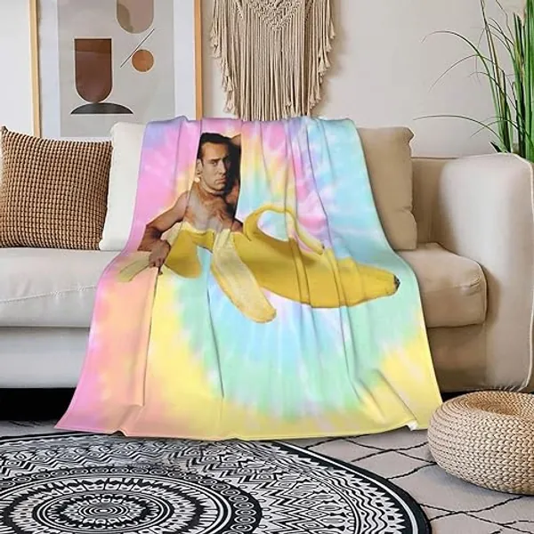 Banana Funny Flannel Throw Blanket Super Soft Lightweight Air Conditioner Blankets for Couch Bed Living Room Decor All Seasons - 50"x40"