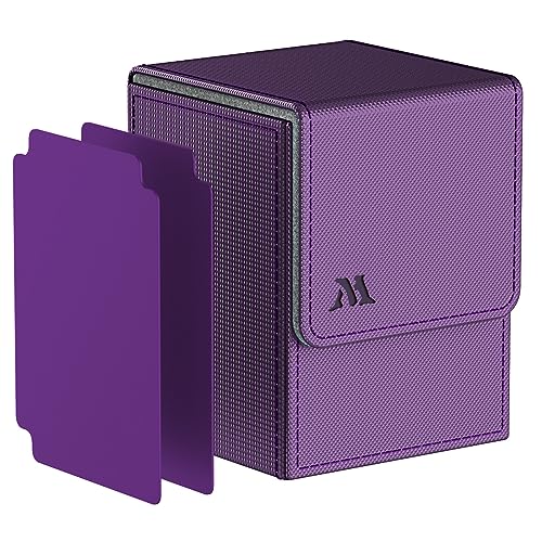 Pulchra Card Deck Box with 2 Dividers per Holder for TCG, Large Size Holds up to 110 Cards (LOGO-M Design,Purple) - Logo-m Design, Purple