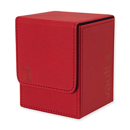 Vault X® Premium Exo-Tec® Deck Box - Large Size for 80+ Sleeved Cards - PVC Free Card Holder for TCG (Red) - Red
