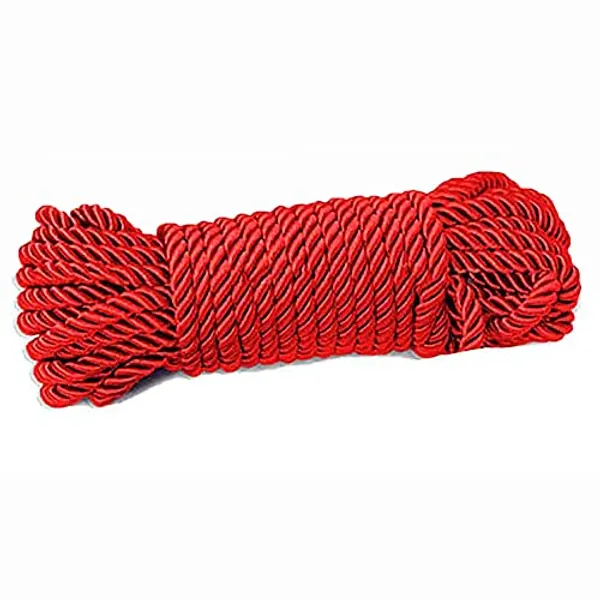32 feet 8mm(1/3inch) Diameter Soft Nylon Silk Rope Solid Braided Twisted Ropes,10m Durable and Strong All Purpose Twine Cord Rope String Thread Cord (Red) - PACK OF 1 - Red