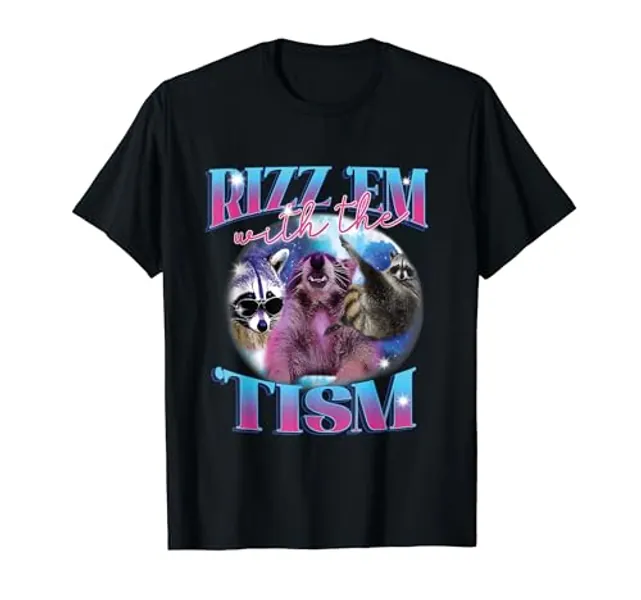 Autism Funny Rizz Em With The Tism Meme Autistic Opossum T-Shirt - Youth - Royal Blue - Large