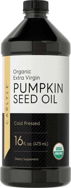 Carlyle Pumpkin Seed Oil 16oz Organic Cold Pressed | Extra Virgin | Vegetarian, Non-GMO, Gluten Free | Safe for Cooking | Great for Hair and Face - 
