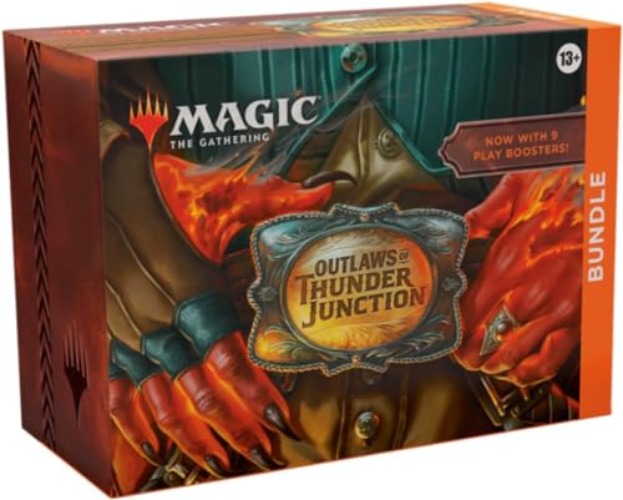 Magic: The Gathering Outlaws of Thunder Junction Bundle - 9 Play Boosters, 30 Land cards + Exclusive Accessories (English Version) - Bundle