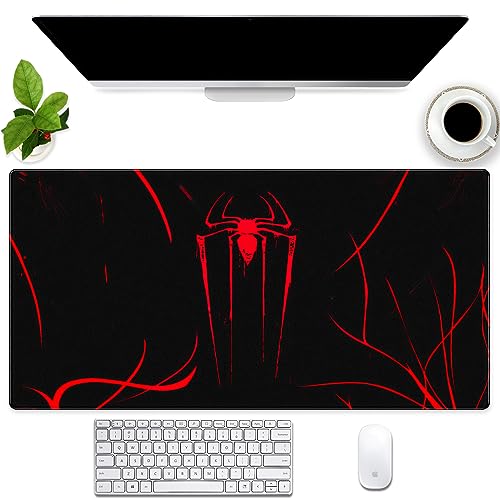 Cindasun Black and Red Spider Desk Mat XXL Large Gaming Mouse Pad Full Desk Computer Laptop Desk Pad Keyboard and Mousepad with Durable Stitched Edge Non-Slip Rubber Base 31.5''X15.7'' - Cool Spider