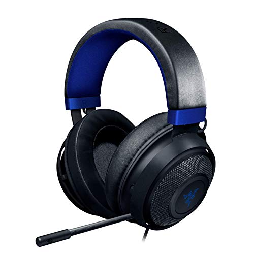Razer Kraken Gaming Headset: Lightweight Aluminum Frame - Retractable Noise Isolating Microphone - for PC, PS4, PS5, Switch, Xbox One, Xbox Series X & S, Mobile - 3.5 mm Headphone Jack - Black/Blue - Black/Blue