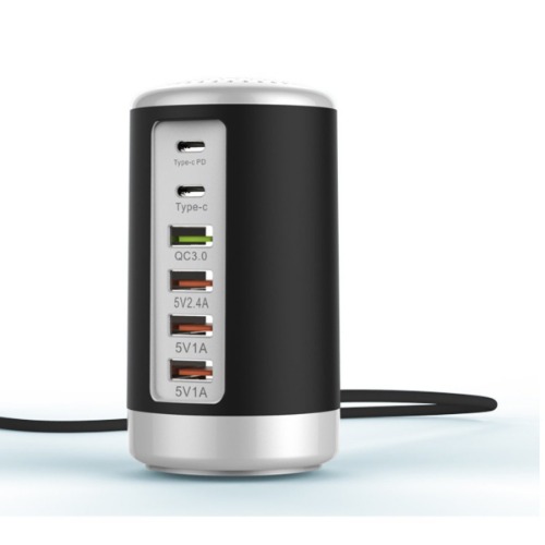 Tower USB With 6 High Speed Charging Ports - WHITE TOWER