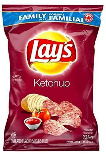 AZPantry Box Canadian Lays Ketchup Chips - 1 Family Size Bag - Comes in a Crush proof box. (Imported for Canada) - Ketchup - 1 Count (Pack of 1)