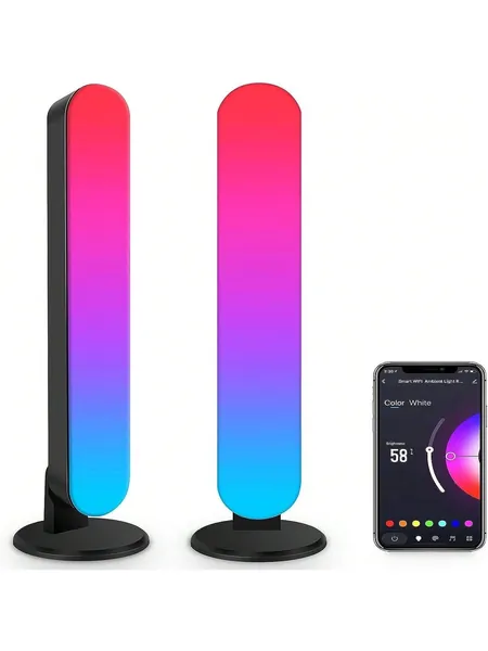 2-Pack RGB Corner Floor Lamp for Living Room APP Smart Music Sync Color Changing LED Lights Bedroom Colorful Decoration Lamp Soft Mood Lighting Dimmable with Remote Control USB port